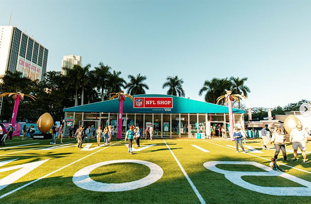 NFL Shop in a tent on a lawn